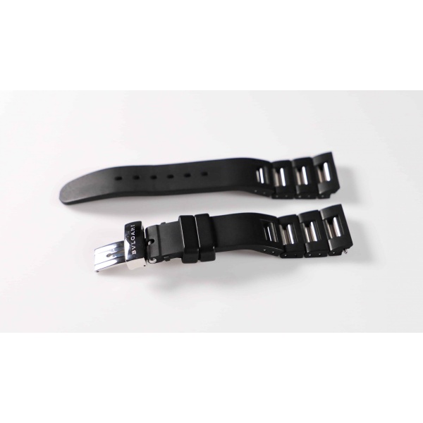 Bvlgari Rettangolo 21MM RTC49 Stainless Steel Rubber Watch Bracelet - Rare Watch Parts