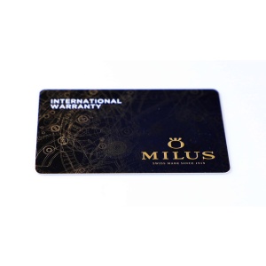 Milus Watch Warranty Card